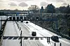 Aufnahme der A7 in Hamburg an einem Morgen.