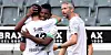 Lars Stindl beglückwünscht Teamkollege Breel Embolo (v.l.) zu dessen 2:0.