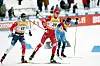 Noch treten russische und norwegische Sportler gegeneinander an, wie hier Paal Goldberg (l.) und Gleb Retivykh beim Weltcup in Lahti.