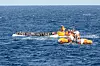 Undatierte Aufnahme zeigt gelbe Schlauchboote des Seenotrettungsschiffs „Ocean Viking“.