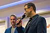 Die Kandidaten zur Stichwahl um das Amt des Oberbürgermeisters Kiel: Gerrit Derkowski, parteilos, für CDU und FDP (links) und Dr. Samet Yilmaz von den Grünen (rechts).