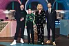 Sido (l-r), Jasna Fritzi Bauer, Bill Kaulitz und Joko Winterscheidt stehen in der Kulisse von „Wer stiehlt mir die Show?“.