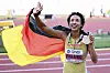 Malaika Mihambo springt bei der Leichtathletik-WM in Eugene zur Goldmedaille.