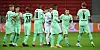 Die Gladbacher Mannschaft beim Spiel in Leverkusen