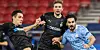 Drei Deutsche im Kampf um den Ball: Schon das Hinspiel zwischen Gladbach und Manchester City wurde in Budapest ausgetragen.