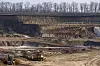 Ilmenit-Tagebaus in einer Schlucht in der Region Kirowohrad in der Ukraine
