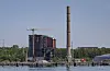 Schornstein und Hauptgebäude des alten Kieler Kohlekraftwerks. Die Sprengung der Reste des Kieler Kraftwerks wird neu geplant.