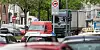 Autos auf der Stresemannstraße. Schilder verweisen auf das seit 2018 bestehende Dieselfahrverbot.