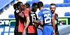 Schmatz: Herthas Boyata (l.) drückt Kollege Grujic einen auf.