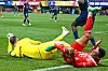 Jamal Musiala nach dem Zusammenstoß mit Gianluigi Donnarumma