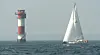 Der Leuchtturm Kalkgrund in der Flensburger Förde.