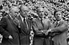 KSZE-Konferenz in Helsinki 1975: Helmut Schmidt (r.) zusammen mit dem britischen Premier Harold Wilson (v.l.), dem US-Präsidenten Gerald Ford und dem französischen Staatspräsidenten Valery Giscard D'Estaing.
