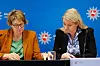 Die beiden Ministerinnen bei einer Pressekonferenz