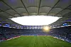 Das Volksparkstadion bei Abendsonne vom Oberrang fotografiert