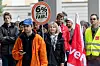 Mitarbeiter des Bayrischen Rundfunks auf dem Weg zum Streik