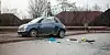 Der am Unfall beteiligte Fiat 500 an der Finkenwerder Straße in Hamburg.
