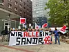 Hafenarbeiter demonstrieren vor dem Amtsgericht St. Georg