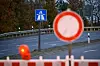 A1: Vollsperrung einer Autobahnauffahrt mit Verkehrsschildern