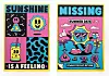 Bunte Poster mit den Aufschriften „Sunshine is a feeling“ und „Missing – Summer Days“