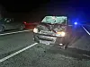 Die Unfallstelle auf der A20: Der Mann wurde von diesem Auto erfasst.