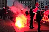 Auf dem Rathausmarkt kam es zu Zusammenstößen zwischen den Demonstranten und der Polizei, es wurde Pyrotechnik gezündet.