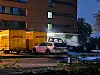Die ausgebrannten Wracks vor dem Postzentrum an der Kaltenkirchener Straße.