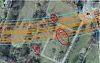 Die Linienführung der neuen Autobahn verläuft direkt durch den Friedhof. Die rot markierten Gräber müssen umgebettet werden.