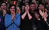 Katharina Fegebank (Bündnis 90/Die Grünen, M) und die Landesvorsitzenden der Grünen Maryam Blumenthal und Leon Alam.