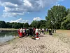 Aufnahme von alarmierten Einsatzkräfte am Unfallort.