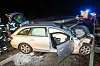 Der Audi nach dem Unfall auf der A23 bei Schenefeld.