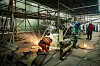 Bei den eisigen Temperaturen muss immer wieder alles erwärmt werden auf der Baustelle.