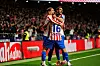Antoine Griezmann jubelt mit Koke und Nahuel Molina über ein Atlético-Tor.