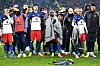Die HSV-Profis stehen vor der Nordtribüne