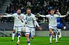 Kosovo-Nationalspieler jubeln gegen die Slowakei