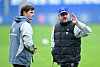 Merlin Polzin und Steffen Baumgart im HSV-Training