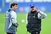 Merlin Polzin und Steffen Baumgart im HSV-Training